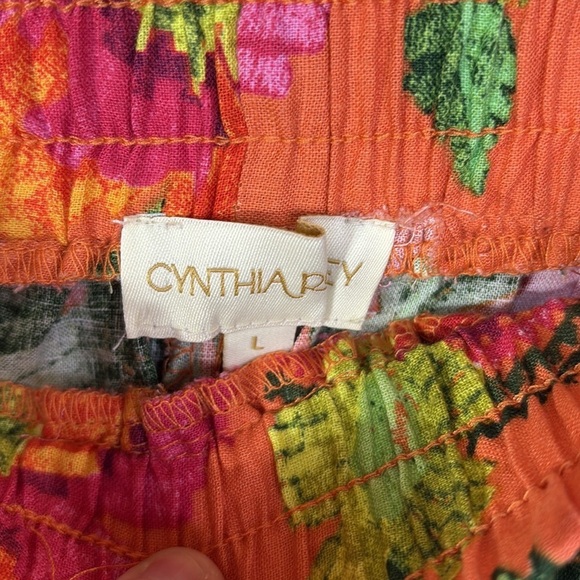 📣 Cynthia Rowley linen bright floral pull on wide leg pants - Picture 5 of 8